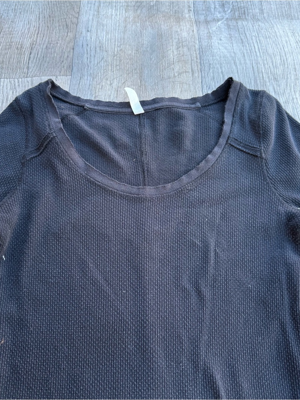 Free People We The Free Thermal Lace Cuffs Long Sleeve Black Top Size Medium - Picture 2 of 6